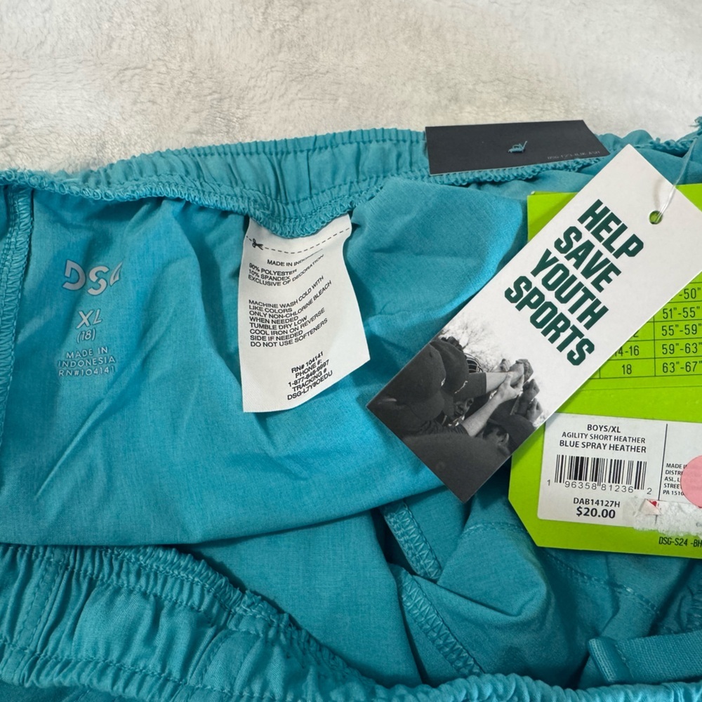 DSG Boy’s Blue Spray Heather Agility Short Size XL - Picture 4 of 7